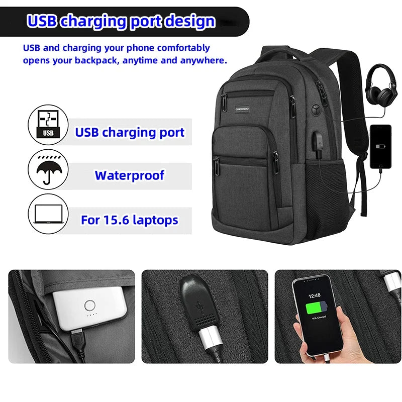 Large Capacity Waterproof USB Backpack