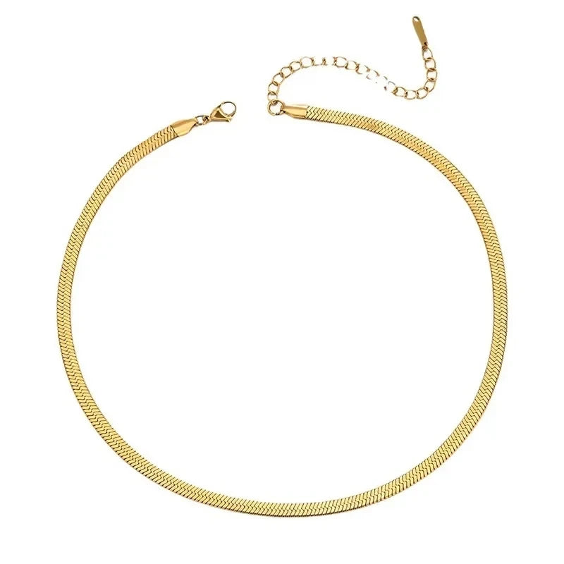 Gold/silver color stainless steel necklace 2 Colours 3-5mm / 50-60cm