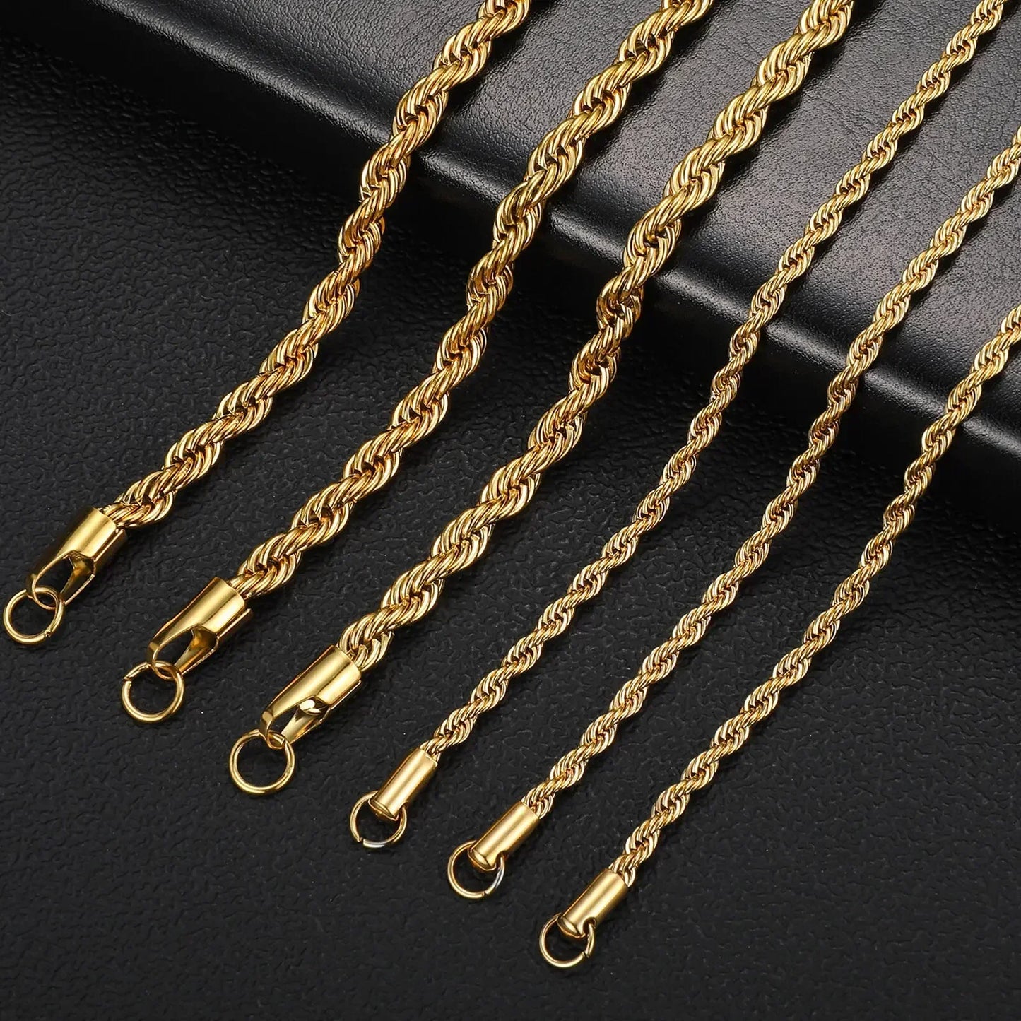 Gold steel necklace 2-5mm / 60-75cm