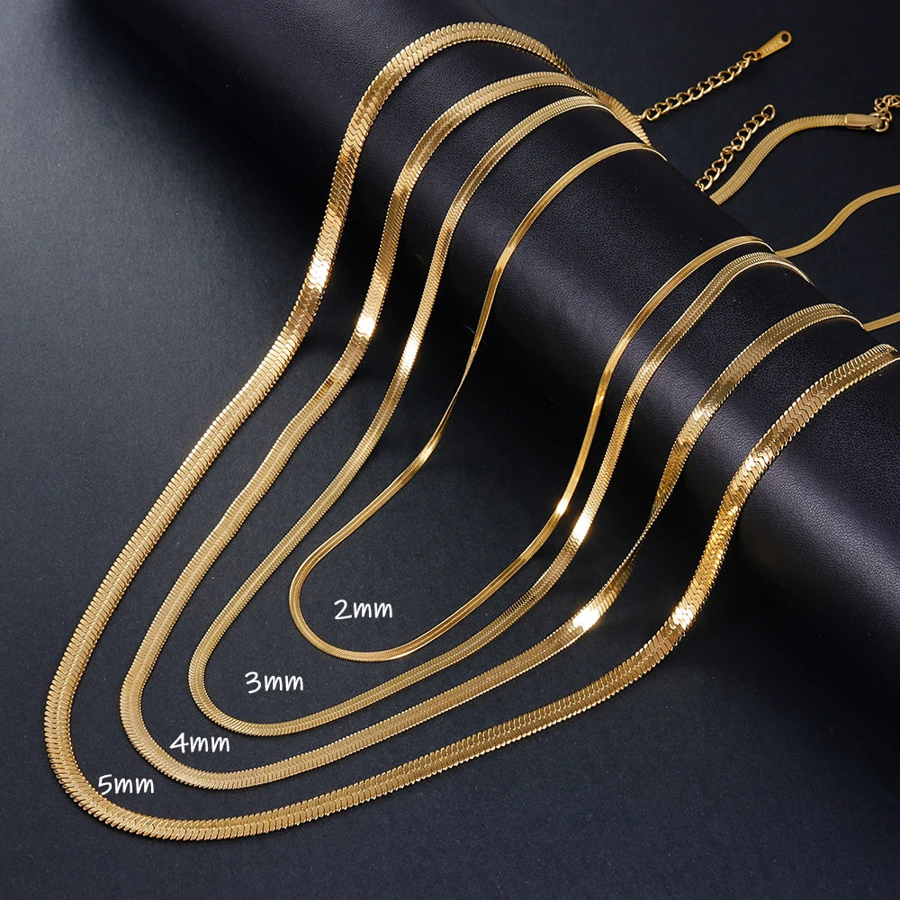 Gold/silver color stainless steel necklace 2 Colours 3-5mm / 50-60cm