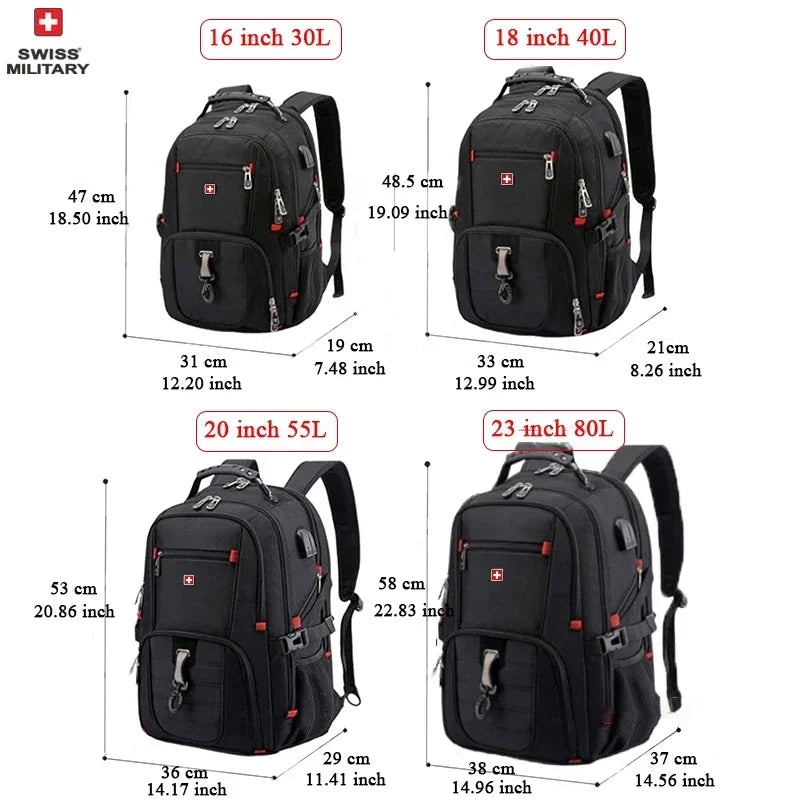 SWISS 17 inch Waterproof USB Backpack 6 Colours