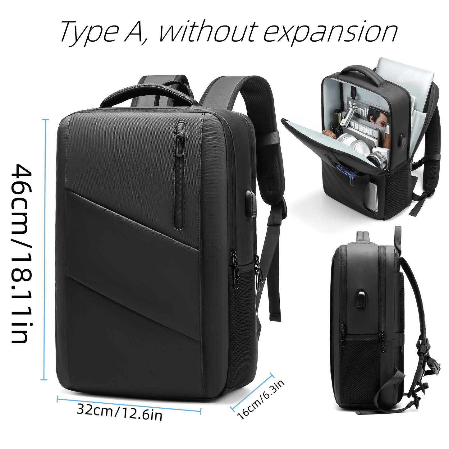 Large Capacity Waterproof USB Backpack 3 Colours