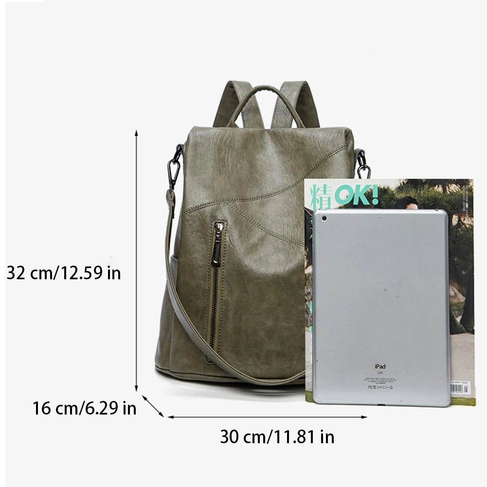 Multifunctional Waterproof Anti-Theft Leather Backpack 4 Colors