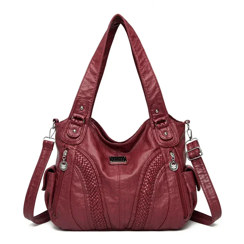 High quality soft leather large capacity women handbags 4 Colors