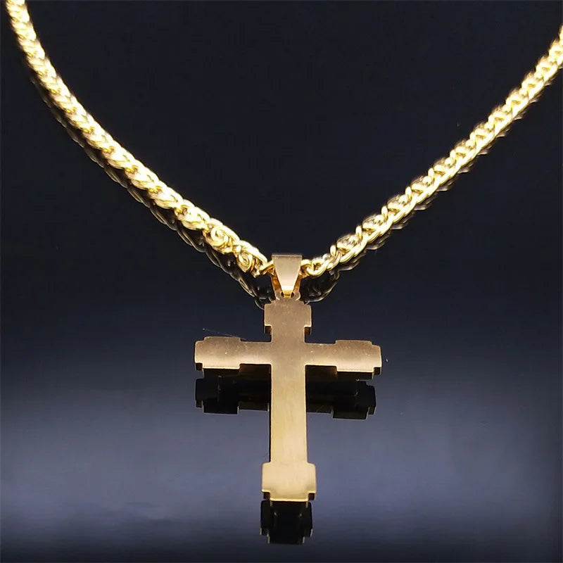 Stainless Steel Cross Pendant Necklace 2 Colours