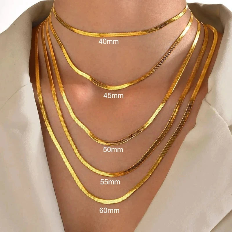 Gold/silver color stainless steel necklace 2 Colours 3-5mm / 50-60cm