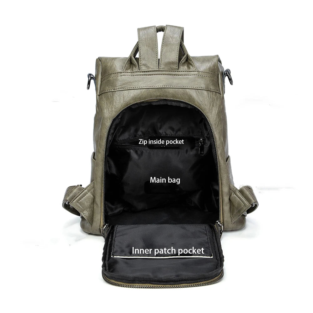 Multifunctional Waterproof Anti-Theft Leather Backpack 4 Colors