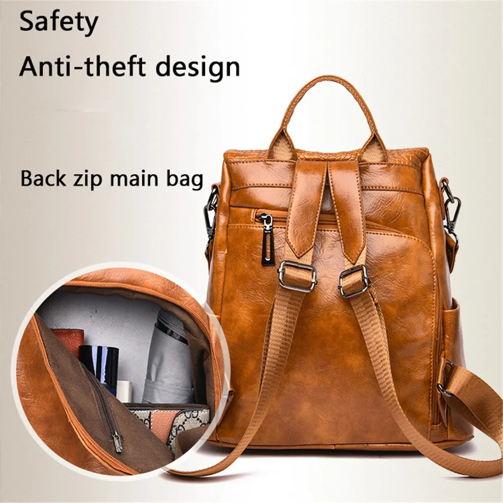 Anti-theft backpack in synthetic leather 2 Colors