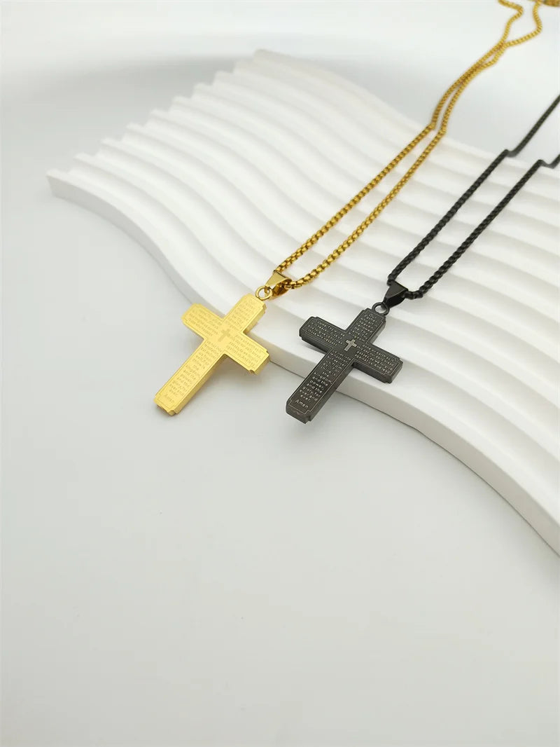 Modern Steel Cross Necklace 3 Colours