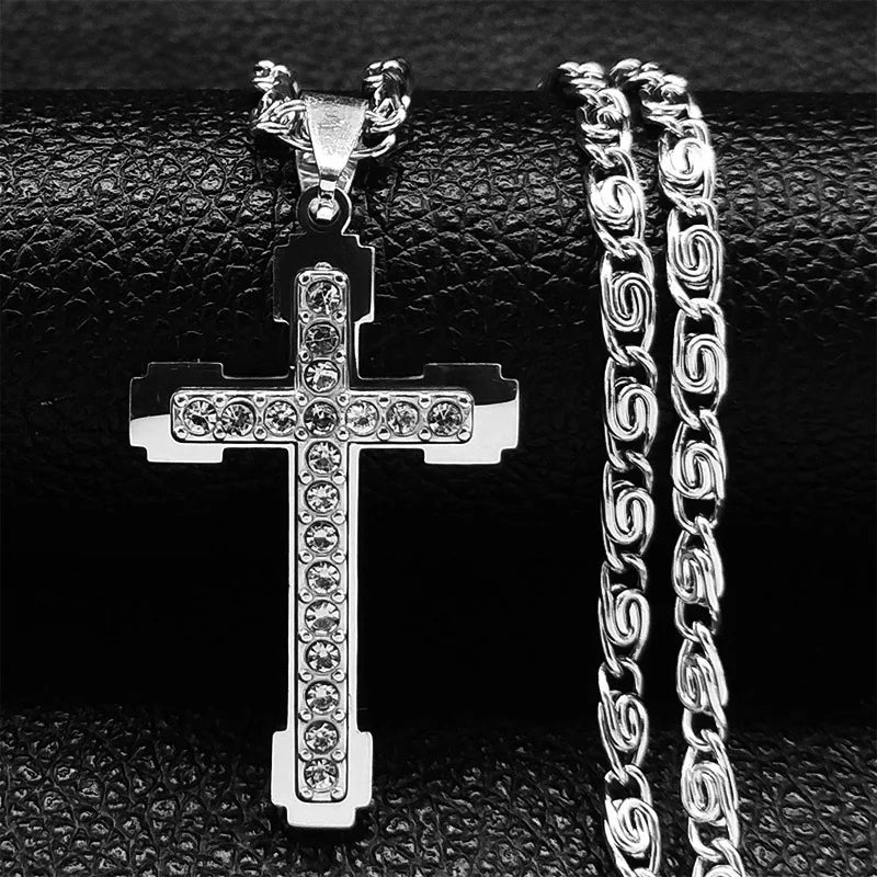 Stainless Steel Cross Pendant Necklace 2 Colours