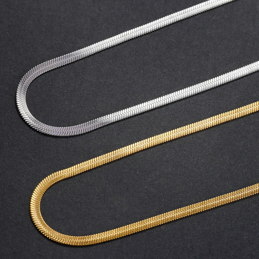 Gold/silver color stainless steel necklace 2 Colours 3-5mm / 50-60cm