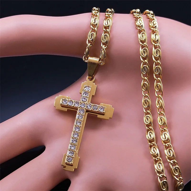 Stainless Steel Cross Pendant Necklace 2 Colours