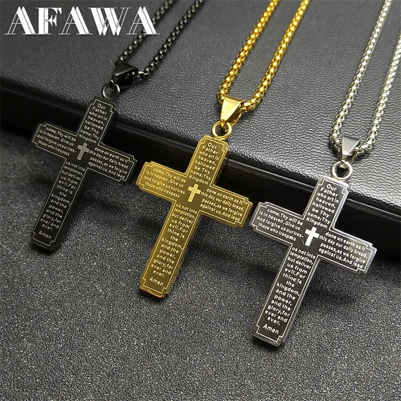 Modern Steel Cross Necklace 3 Colours