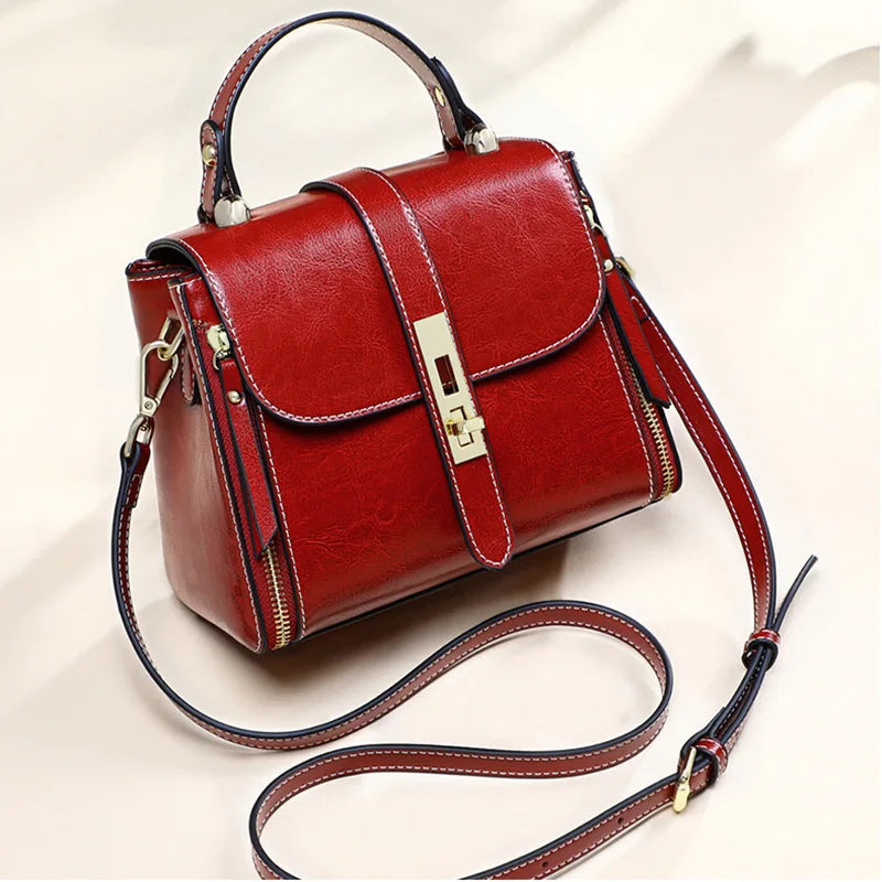 Genuine leather double zipper bag 8 COLORS